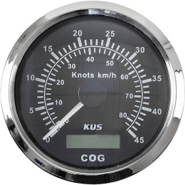 GPS-спидометр аналоговый 0-45 узлов, черн/нерж, выносная антенна, 85 мм KUS (JMV00259_JMV00222)